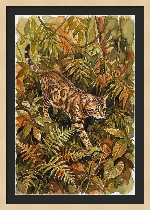 Bengal Cat In Lush Jungle