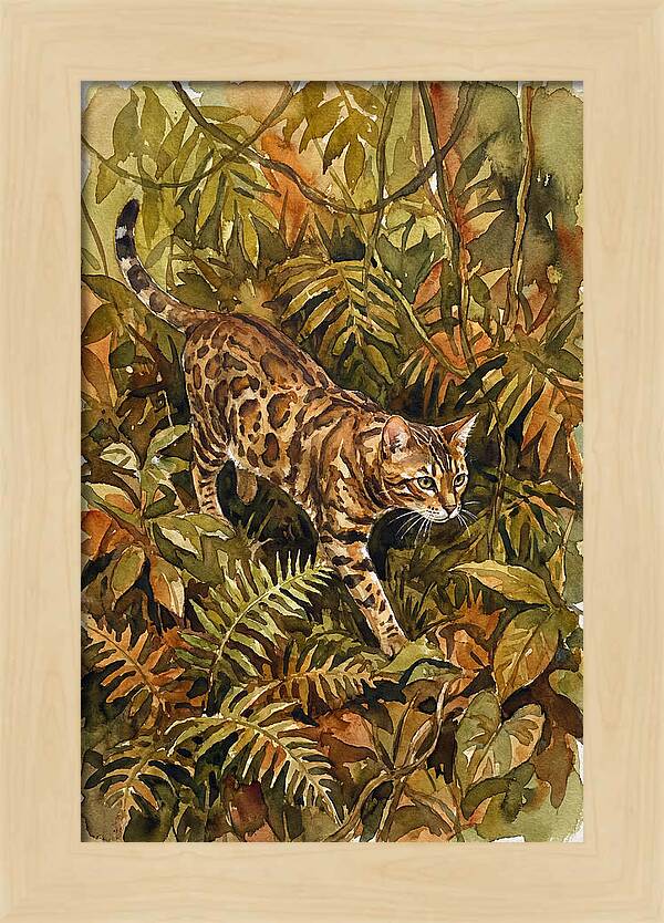 Bengal Cat In Lush Jungle
