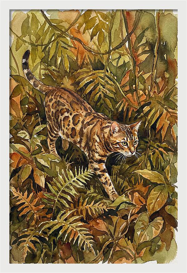 Bengal Cat In Lush Jungle