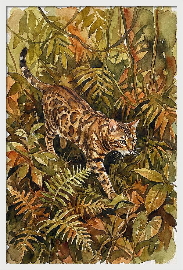 Bengal Cat In Lush Jungle