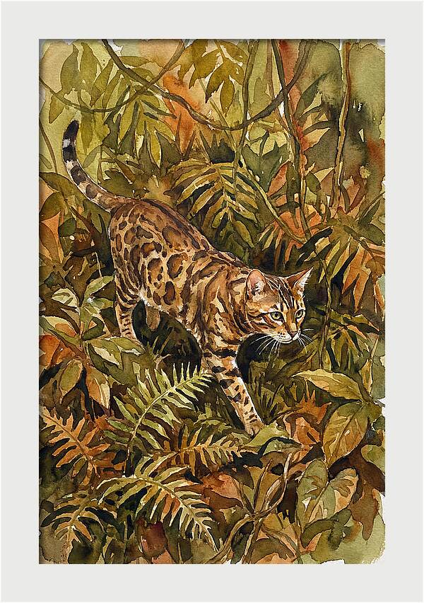 Bengal Cat In Lush Jungle