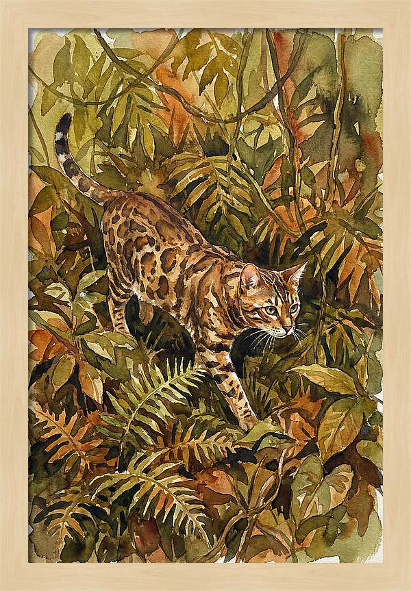 Bengal Cat In Lush Jungle