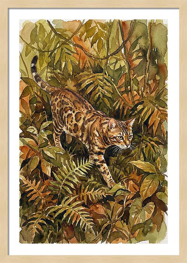 Bengal Cat In Lush Jungle