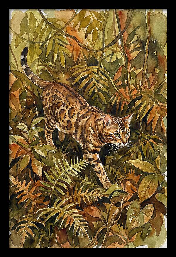 Bengal Cat In Lush Jungle