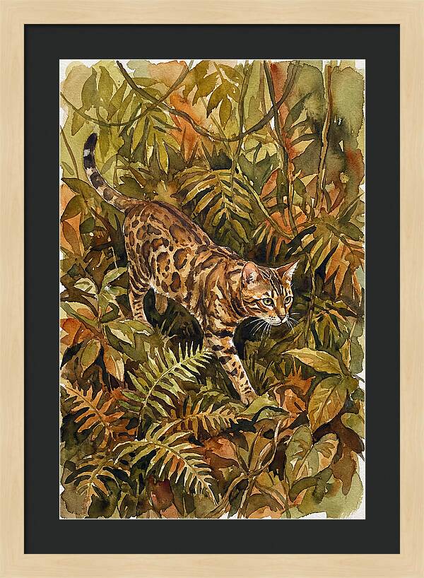 Bengal Cat In Lush Jungle