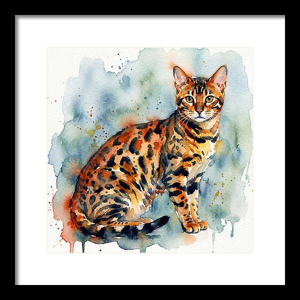Bengal Cat Watercolor Portrait