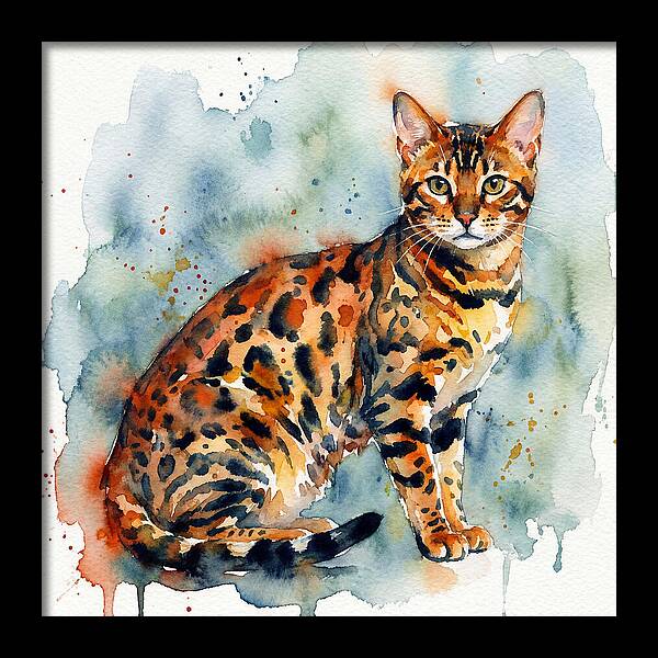 Bengal Cat Watercolor Portrait