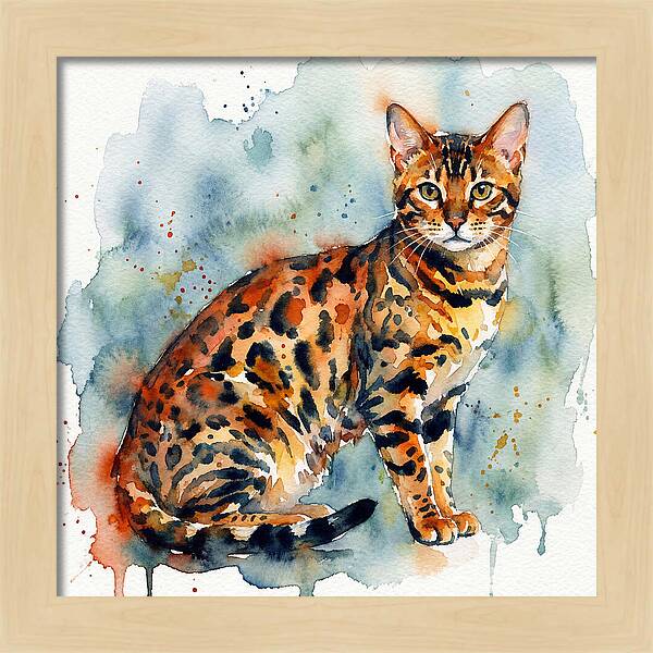 Bengal Cat Watercolor Portrait