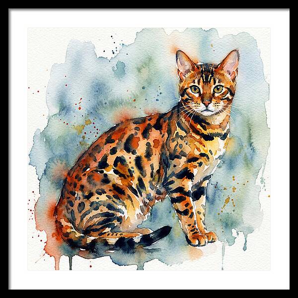 Bengal Cat Watercolor Portrait