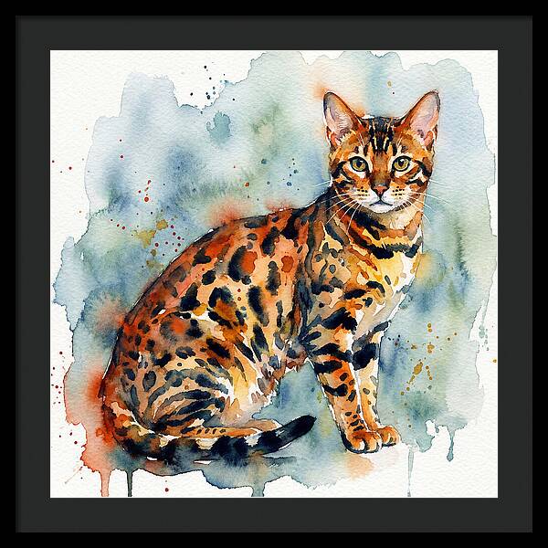 Bengal Cat Watercolor Portrait