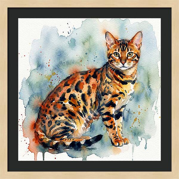 Bengal Cat Watercolor Portrait