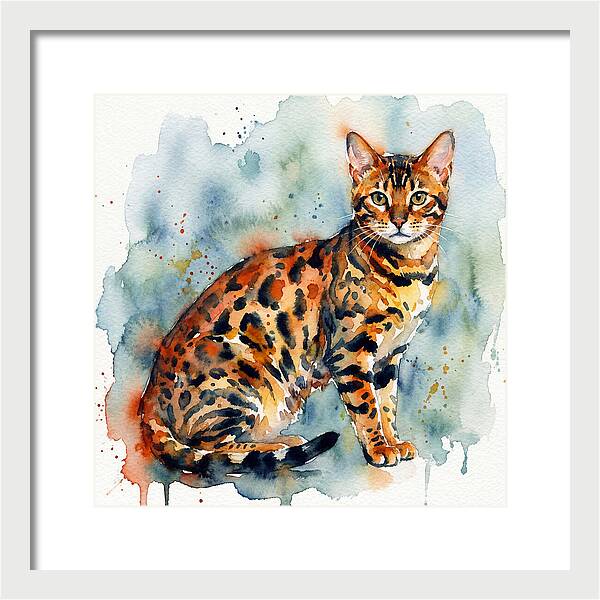 Bengal Cat Watercolor Portrait