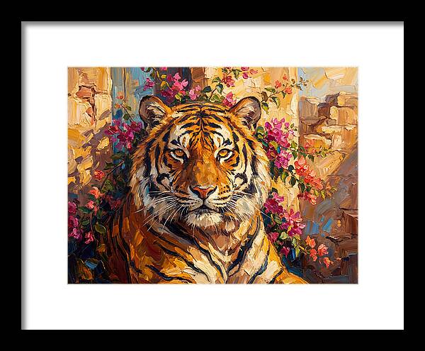 Bengal Tiger Among Bougainvillea