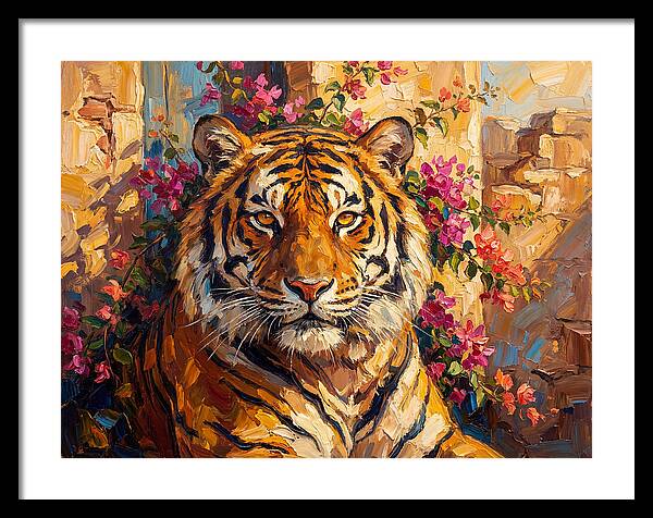 Bengal Tiger Among Bougainvillea