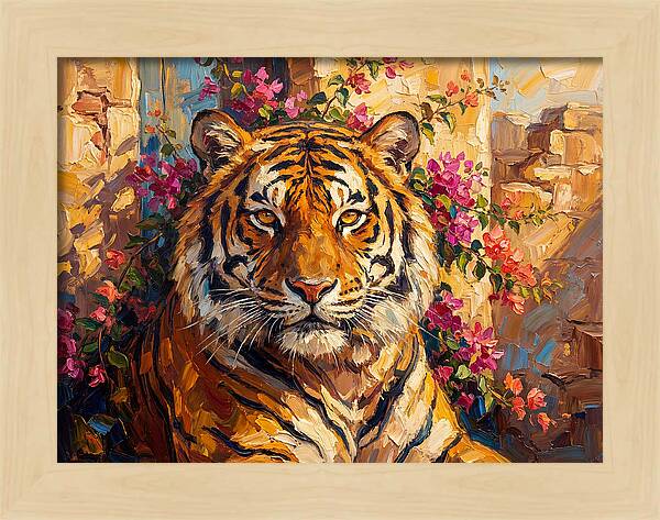 Bengal Tiger Among Bougainvillea