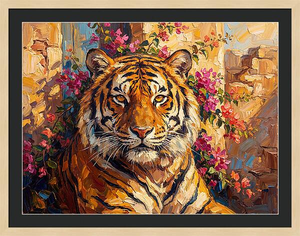 Bengal Tiger Among Bougainvillea