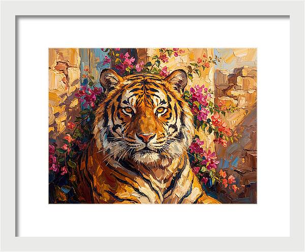 Bengal Tiger Among Bougainvillea