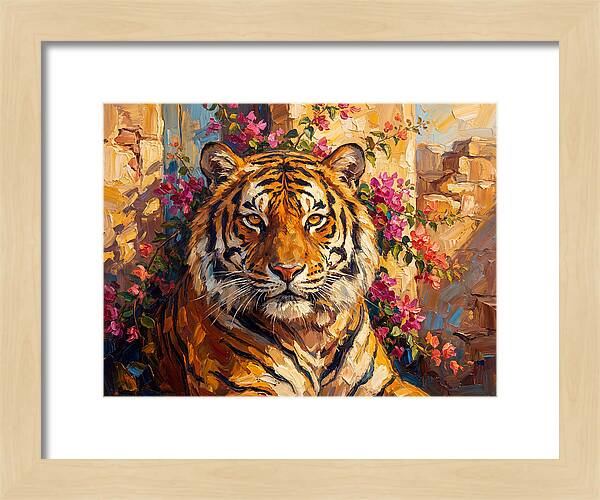 Bengal Tiger Among Bougainvillea