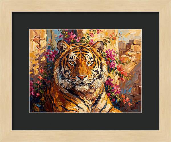 Bengal Tiger Among Bougainvillea