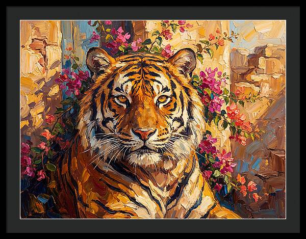 Bengal Tiger Among Bougainvillea