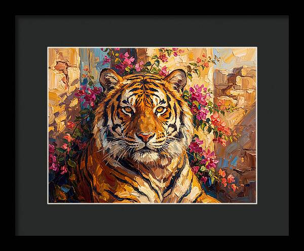 Bengal Tiger Among Bougainvillea