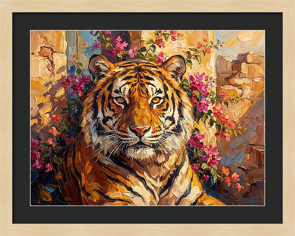 Bengal Tiger Among Bougainvillea