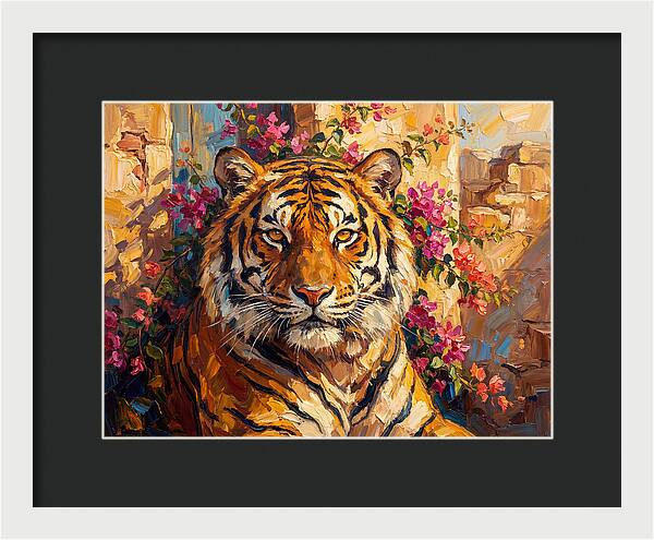 Bengal Tiger Among Bougainvillea