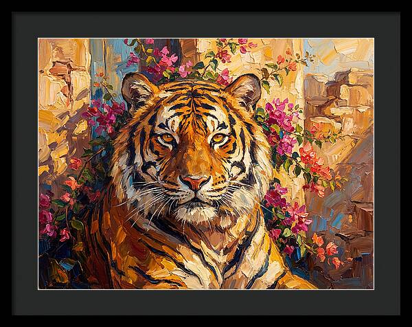 Bengal Tiger Among Bougainvillea