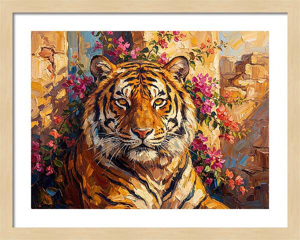 Bengal Tiger Among Bougainvillea