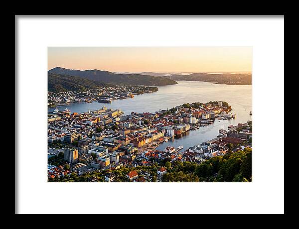 Bergen From Mount Floyen At Golden Hour