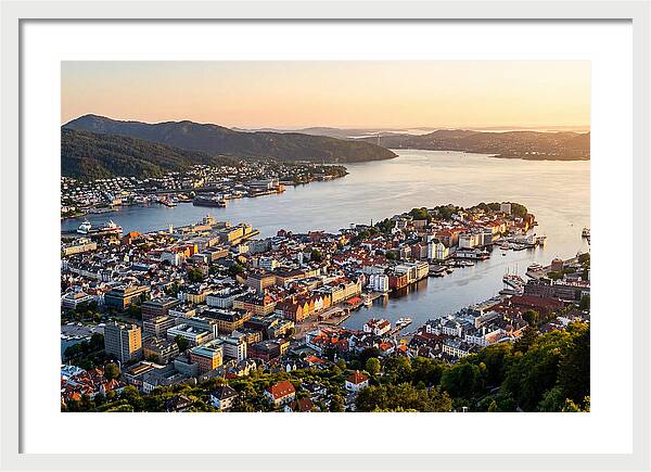 Bergen From Mount Floyen At Golden Hour