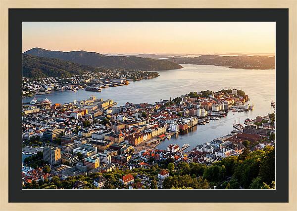 Bergen From Mount Floyen At Golden Hour