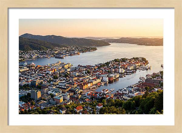 Bergen From Mount Floyen At Golden Hour