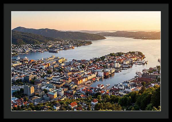 Bergen From Mount Floyen At Golden Hour