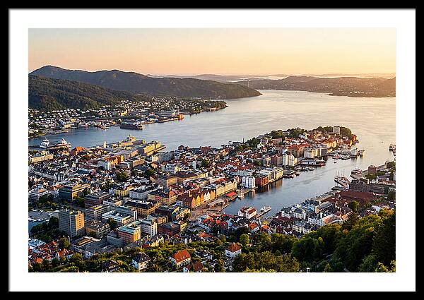 Bergen From Mount Floyen At Golden Hour