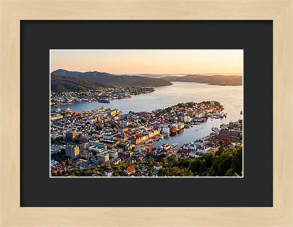 Bergen From Mount Floyen At Golden Hour