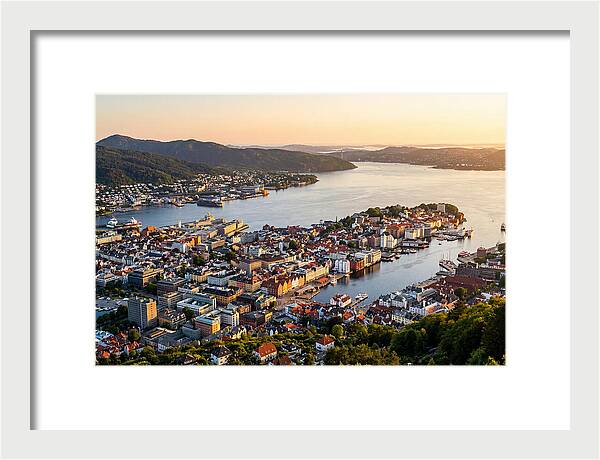 Bergen From Mount Floyen At Golden Hour