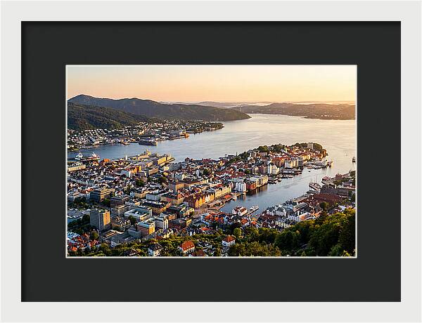 Bergen From Mount Floyen At Golden Hour