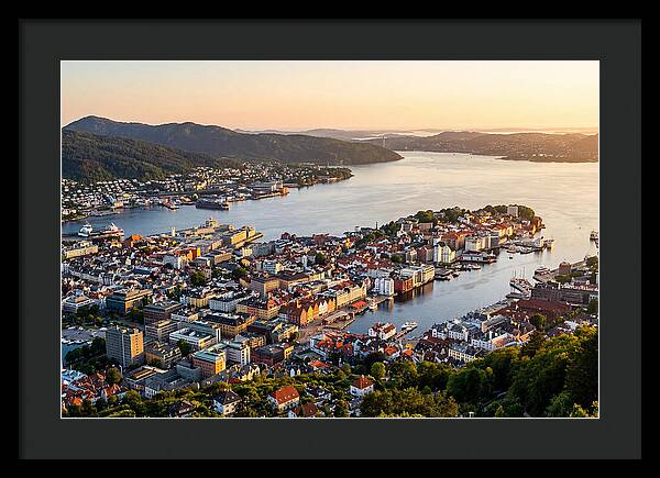 Bergen From Mount Floyen At Golden Hour