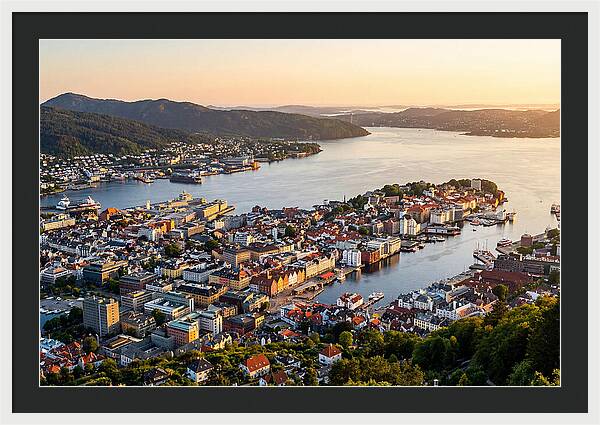 Bergen From Mount Floyen At Golden Hour