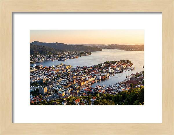 Bergen From Mount Floyen At Golden Hour