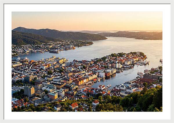 Bergen From Mount Floyen At Golden Hour