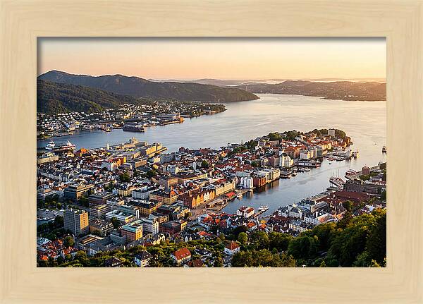 Bergen From Mount Floyen At Golden Hour