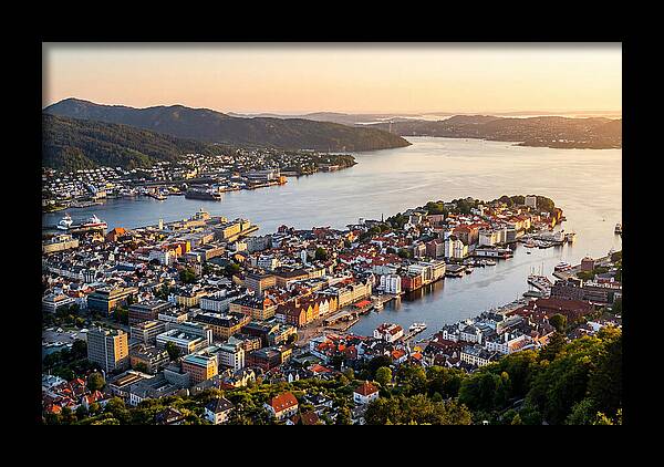 Bergen From Mount Floyen At Golden Hour