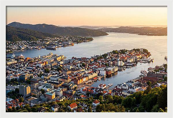 Bergen From Mount Floyen At Golden Hour