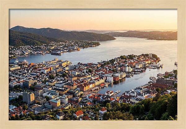 Bergen From Mount Floyen At Golden Hour