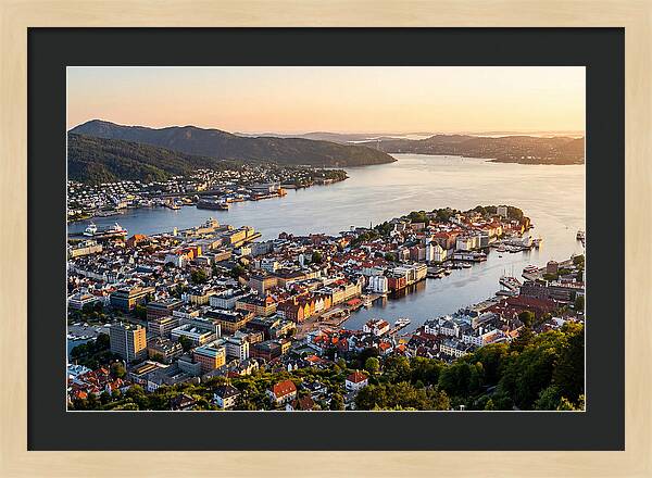Bergen From Mount Floyen At Golden Hour