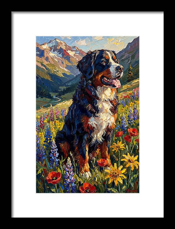 Bernese Mountain Dog In Alpine Meadow