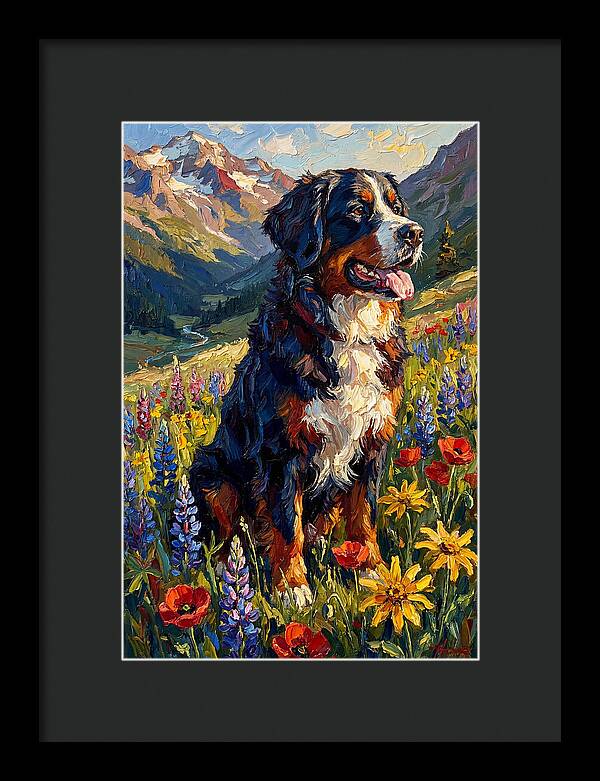 Bernese Mountain Dog In Alpine Meadow