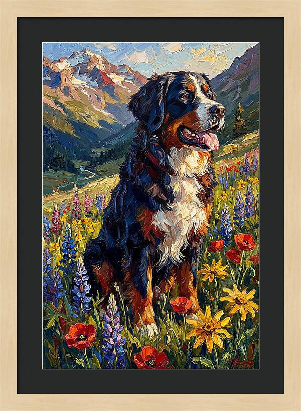 Bernese Mountain Dog In Alpine Meadow